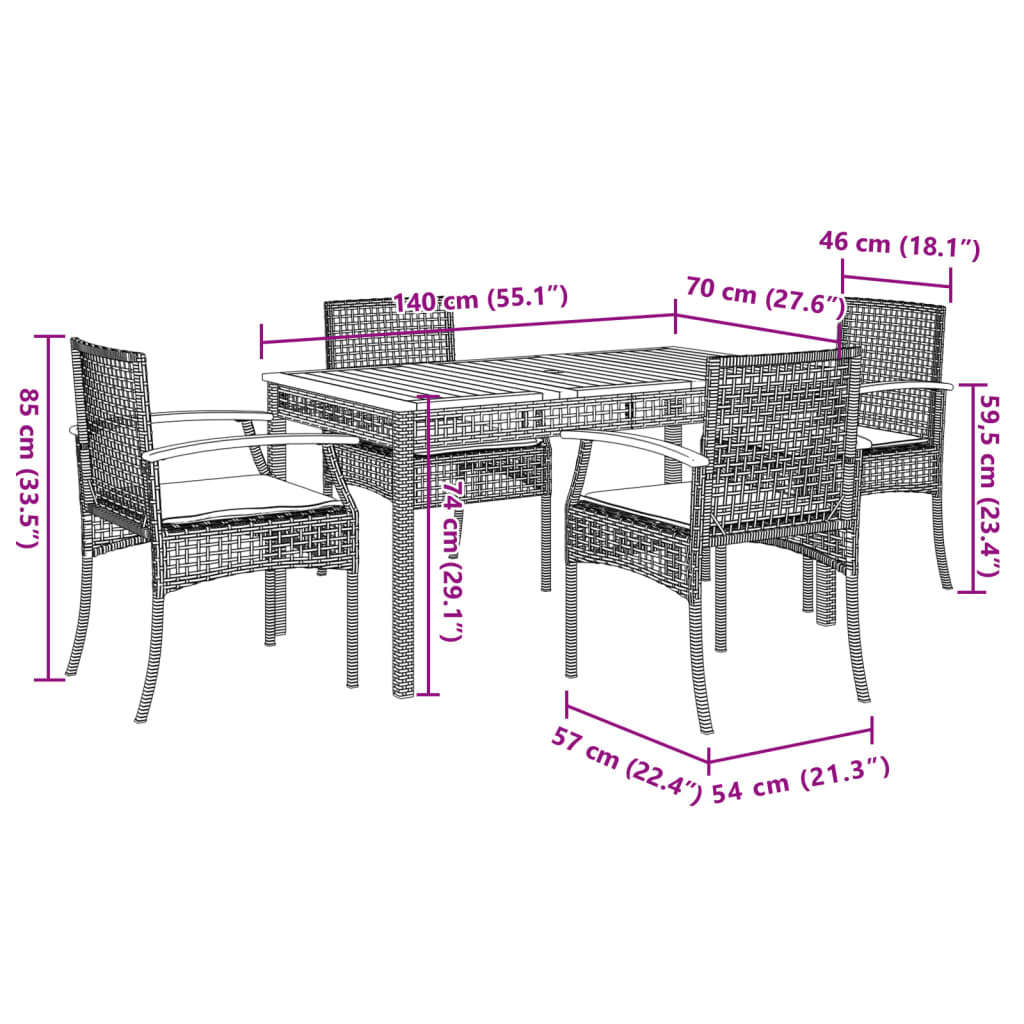 8721012359390_g_en_hd_6 vidaXL 5 Piece Garden Dining Set with Cushions Black Poly Rattan - Image 8