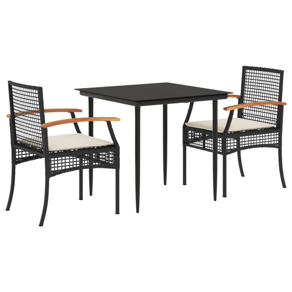 8721012359734_a_en_hd_1 vidaXL 3 Piece Garden Dining Set with Cushions Black Poly Rattan - Image 2