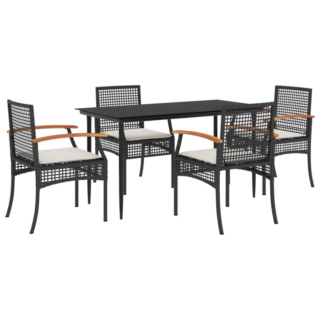 8721012359758_a_en_hd_1 vidaXL 5 Piece Garden Dining Set with Cushions Black Poly Rattan - Image 2