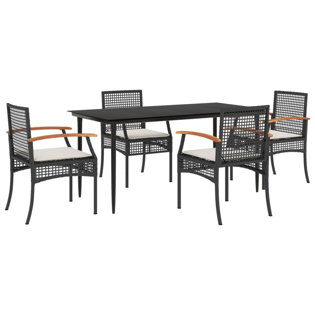 8721012359765_a_en_hd_1 vidaXL 5 Piece Garden Dining Set with Cushions Black Poly Rattan - Image 2