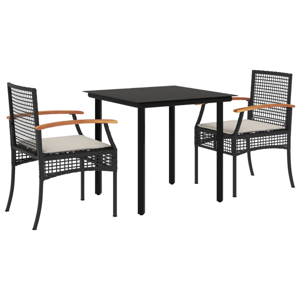 8721012359802_a_en_hd_1 vidaXL 3 Piece Garden Dining Set with Cushions Black Poly Rattan - Image 2