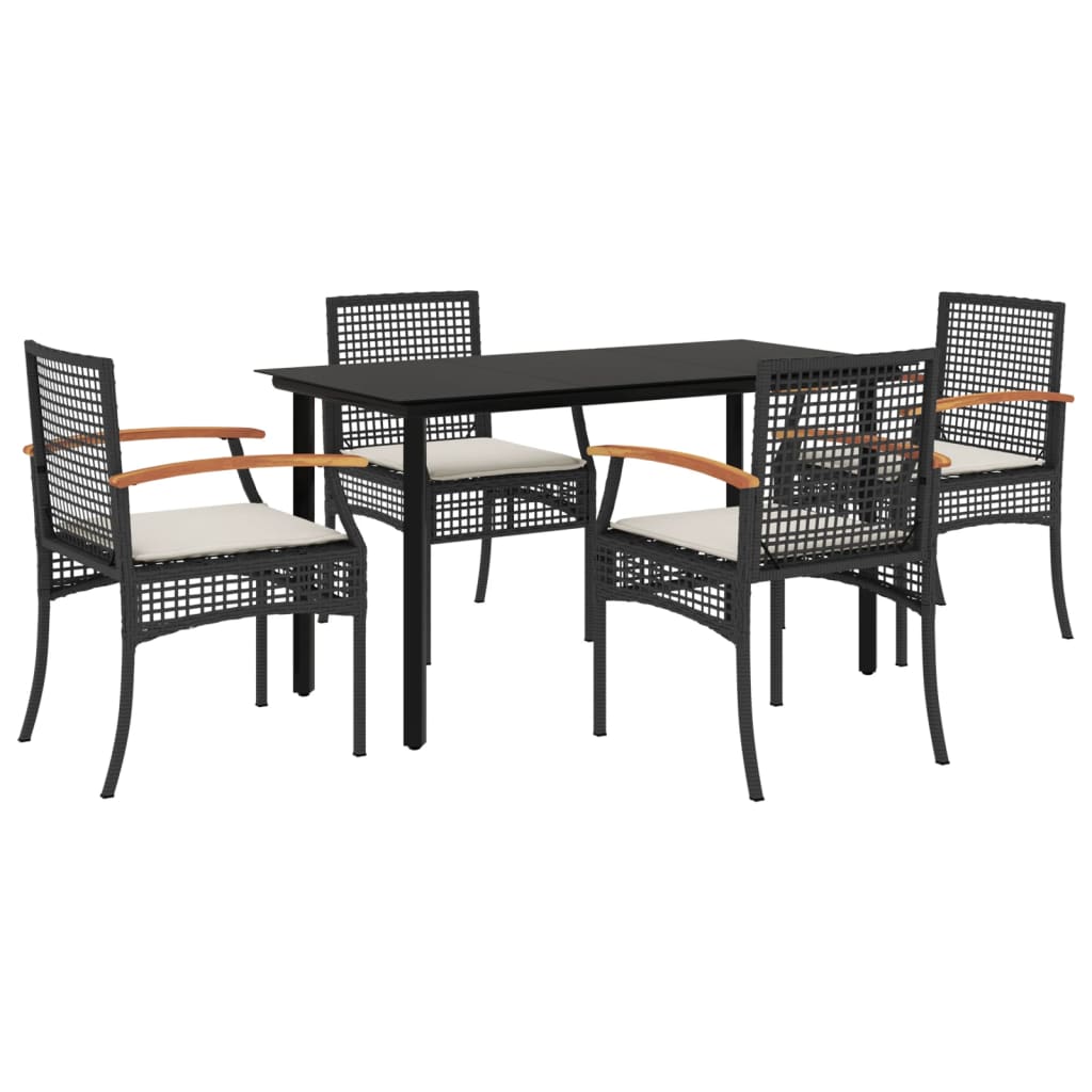 8721012359826_a_en_hd_1 vidaXL 5 Piece Garden Dining Set with Cushions Black Poly Rattan - Image 2