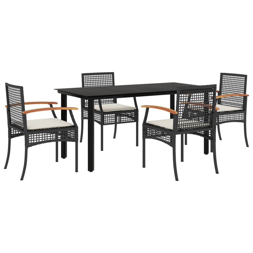 8721012359833_a_en_hd_1 vidaXL 5 Piece Garden Dining Set with Cushions Black Poly Rattan - Image 2