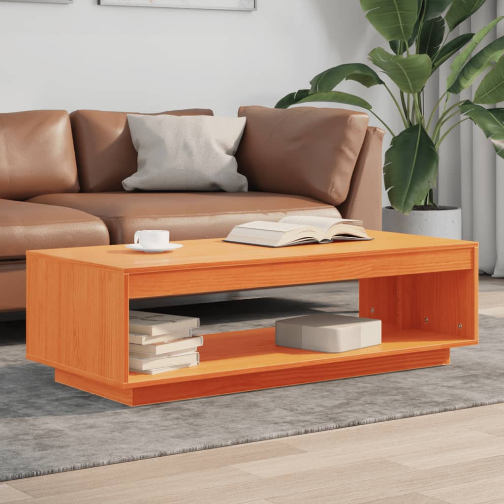 vidaXL Coffee Table Wax Brown 110x50x33.5 cm Solid Wood Pine