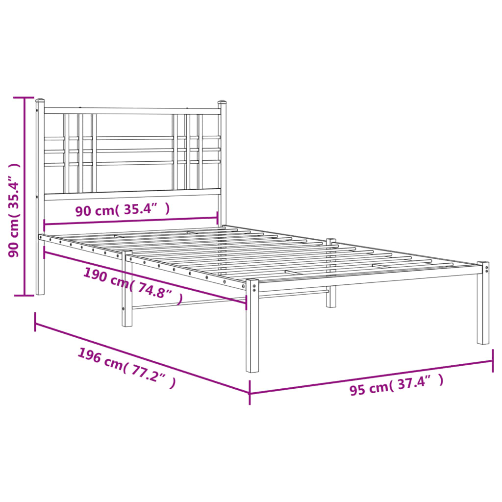 8721012372801_g_en_hd_6 vidaXL Metal Bed Frame without Mattress with Headboard Black 90x190 cm - Image 8