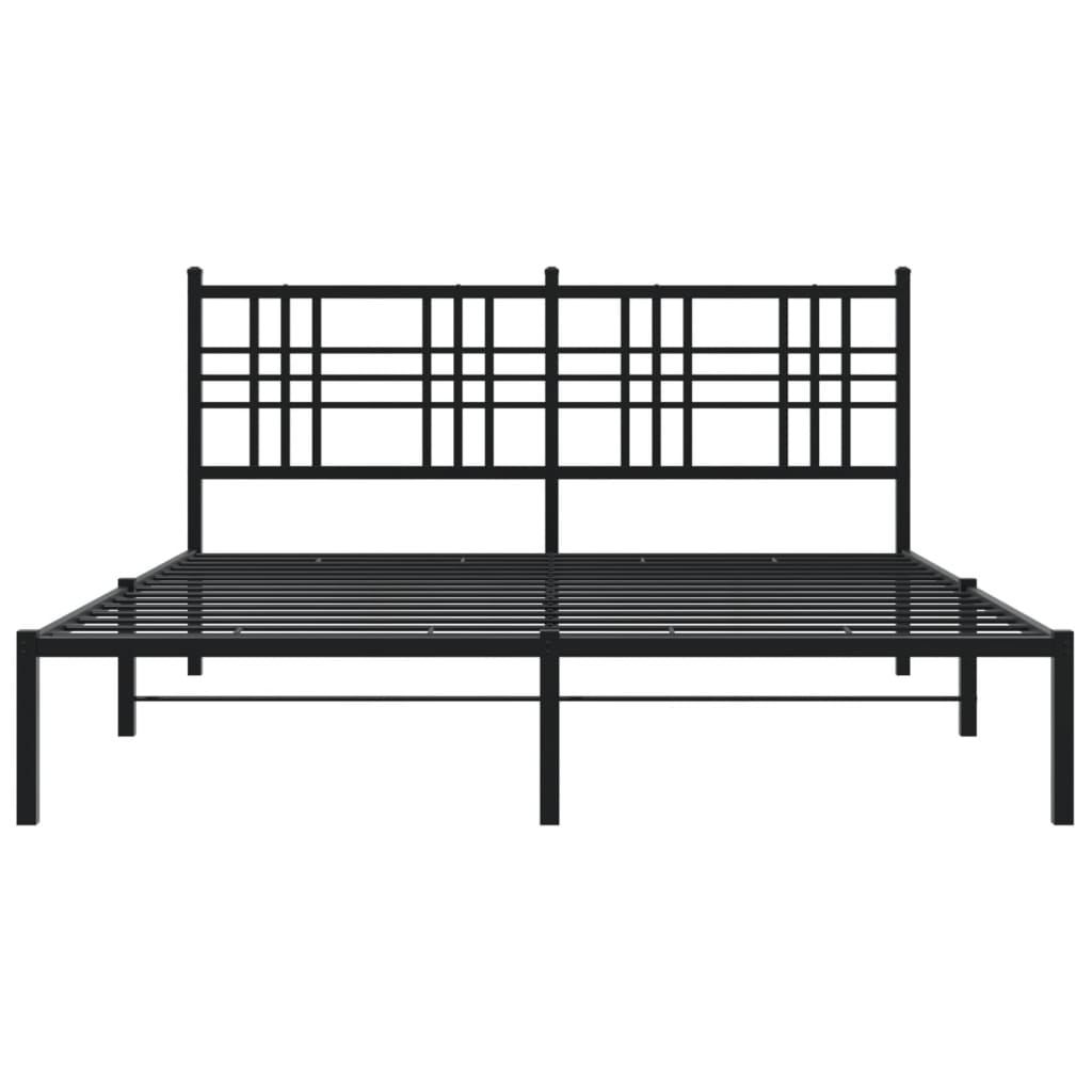 8721012372900_g_en_hd_2 vidaXL Metal Bed Frame without Mattress with Headboard Black 150x200 cm - Image 4