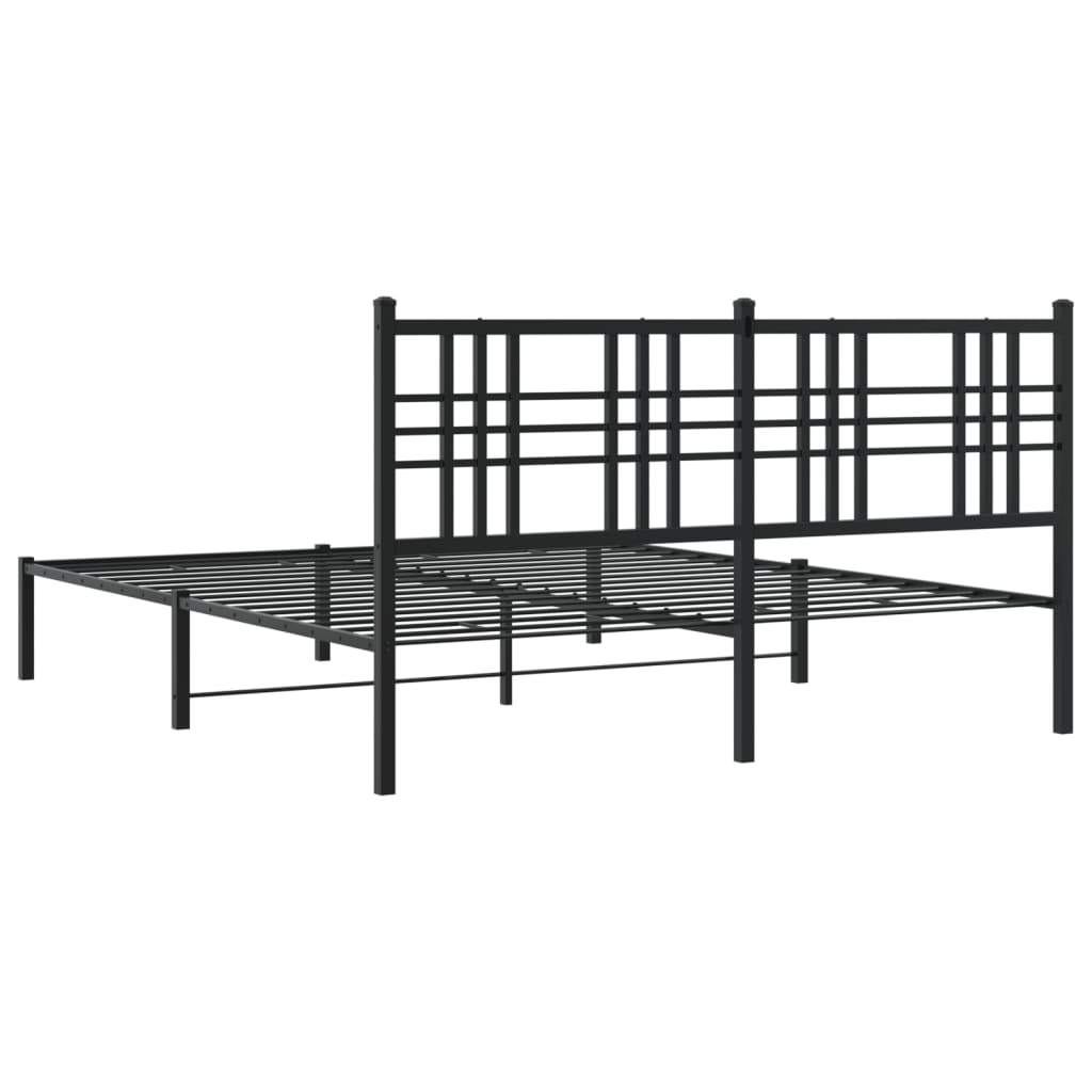8721012372900_g_en_hd_4 vidaXL Metal Bed Frame without Mattress with Headboard Black 150x200 cm - Image 6