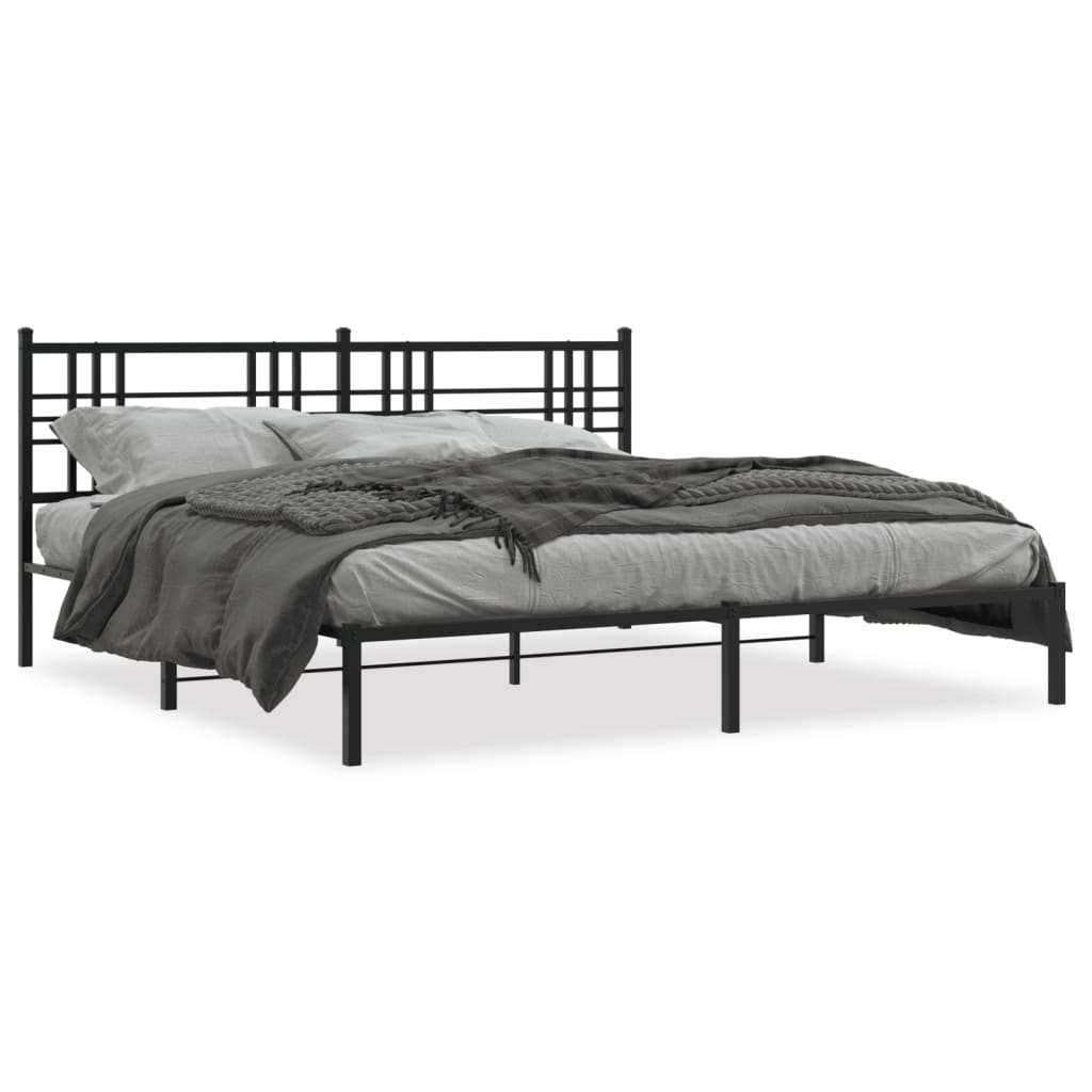 8721012372924_a_en_hd_1 vidaXL Metal Bed Frame without Mattress with Headboard Black 183x203 cm King - Image 2