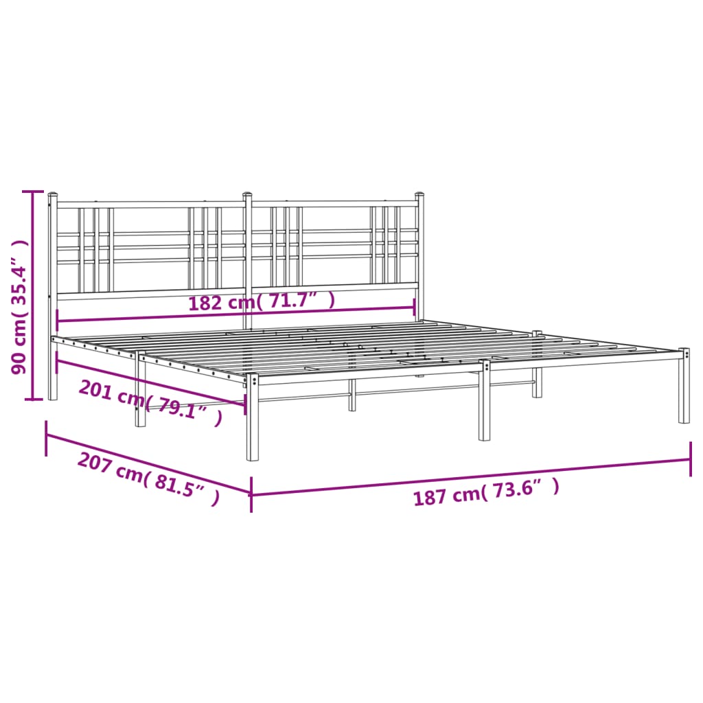8721012372924_g_en_hd_6 vidaXL Metal Bed Frame without Mattress with Headboard Black 183x203 cm King - Image 8