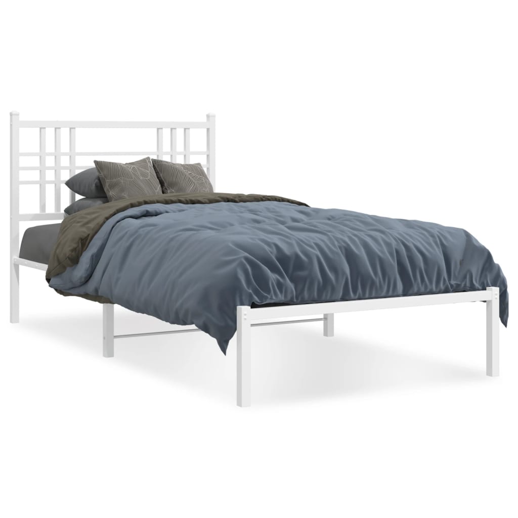 8721012373334_a_en_hd_1 vidaXL Metal Bed Frame without Mattress with Headboard White 107x203 cm King Single - Image 2