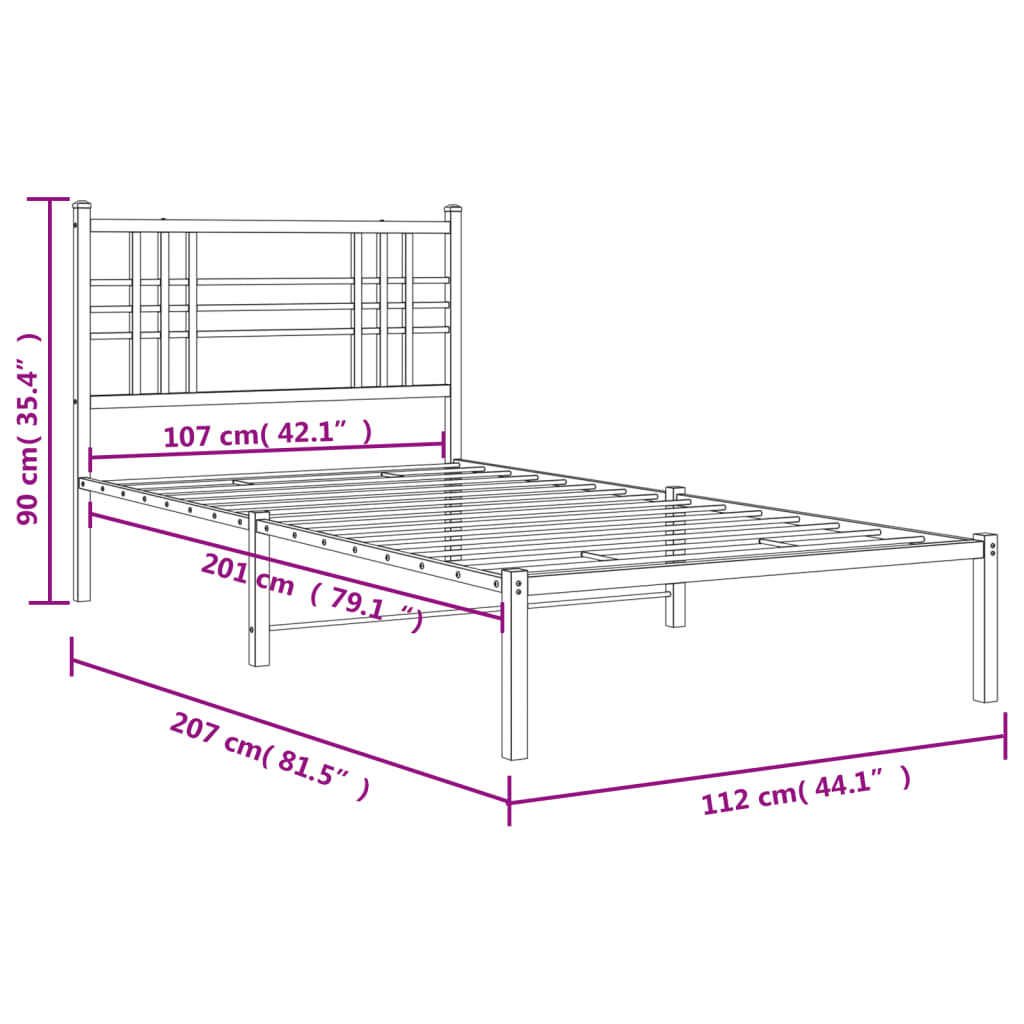 8721012373334_g_en_hd_6 vidaXL Metal Bed Frame without Mattress with Headboard White 107x203 cm King Single - Image 8