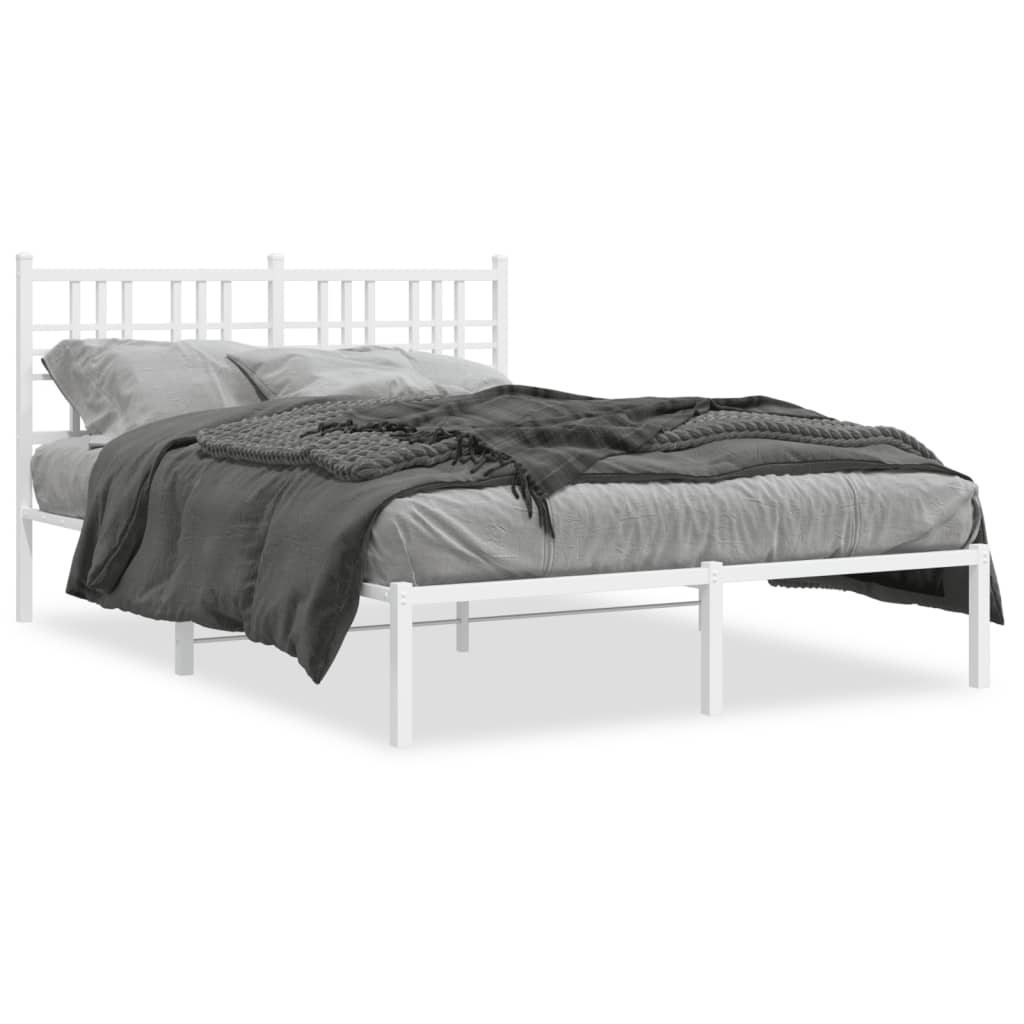 8721012373365_a_en_hd_1 vidaXL Metal Bed Frame without Mattress with Headboard White 135x190 cm - Image 2