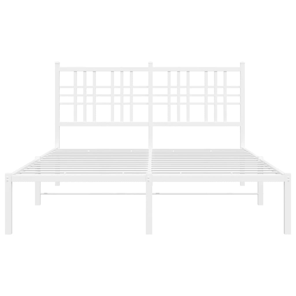 8721012373365_g_en_hd_2 vidaXL Metal Bed Frame without Mattress with Headboard White 135x190 cm - Image 4