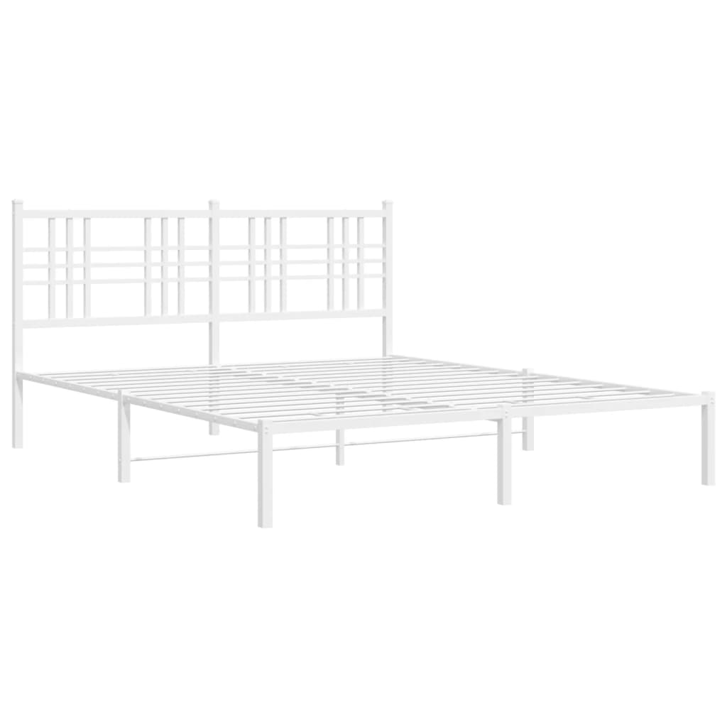 8721012373396_g_en_hd_1 vidaXL Metal Bed Frame without Mattress with Headboard White 150x200 cm - Image 3
