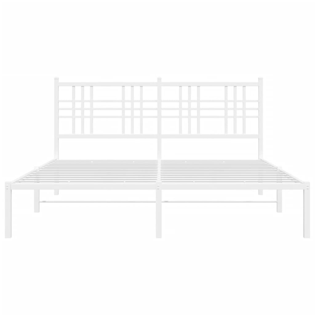 8721012373396_g_en_hd_2 vidaXL Metal Bed Frame without Mattress with Headboard White 150x200 cm - Image 4