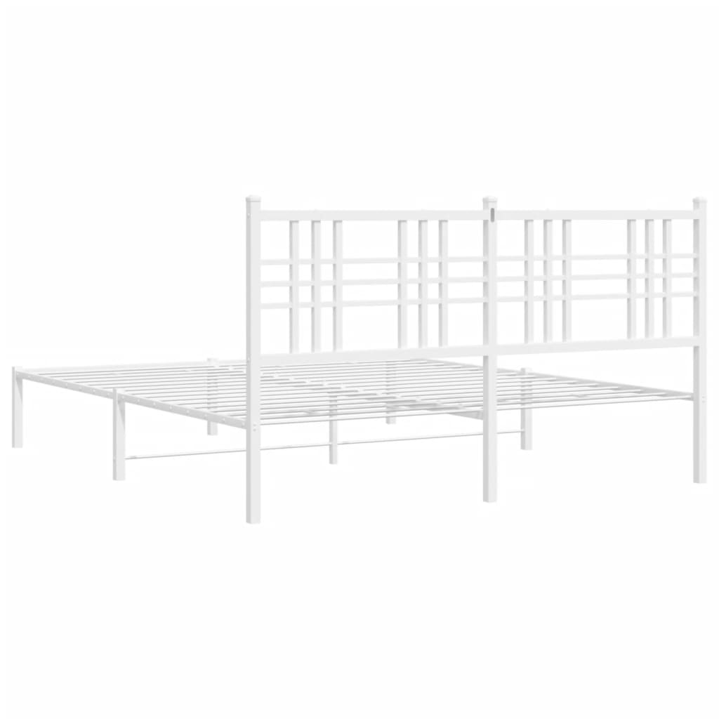8721012373396_g_en_hd_4 vidaXL Metal Bed Frame without Mattress with Headboard White 150x200 cm - Image 6