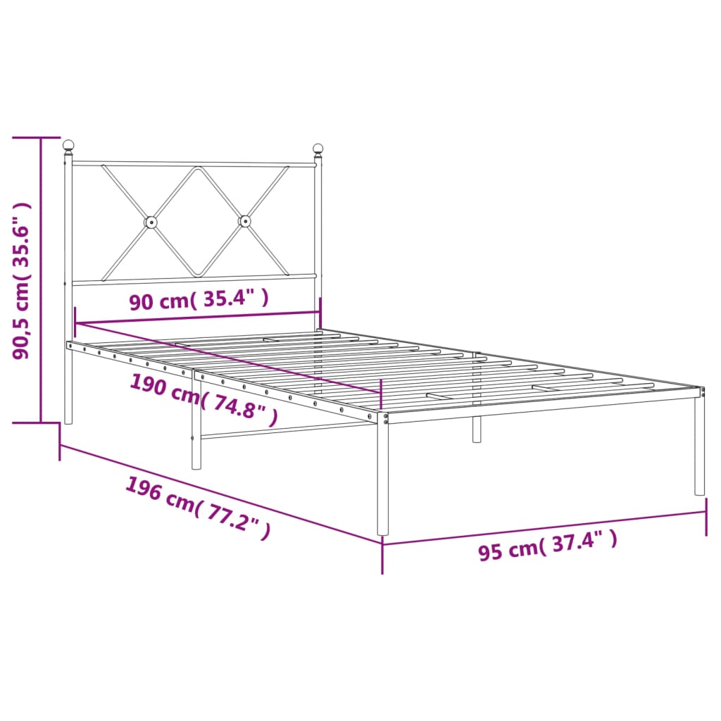 8721012373785_g_en_hd_6 vidaXL Metal Bed Frame without Mattress with Headboard Black 90x190 cm - Image 8