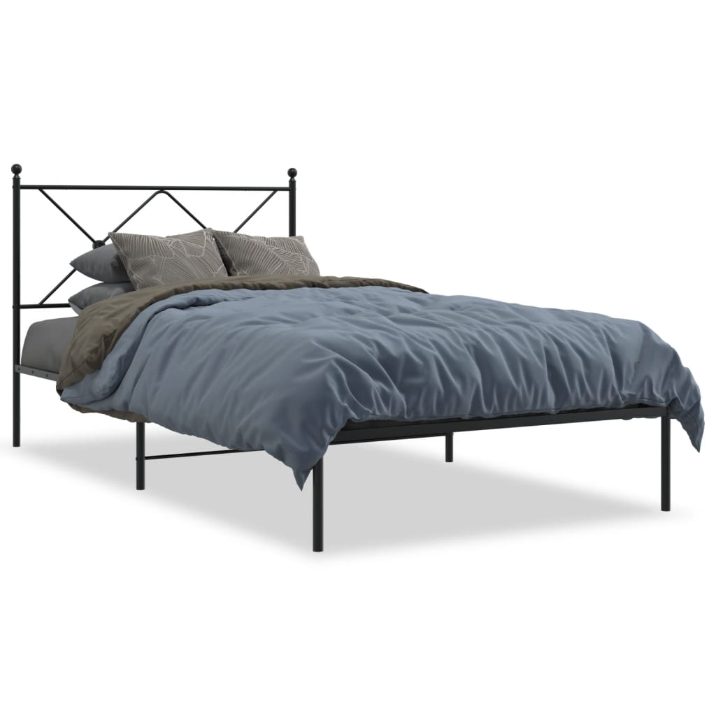 8721012373822_a_en_hd_1 vidaXL Metal Bed Frame without Mattress with Headboard Black 107x203 cm King Single - Image 2