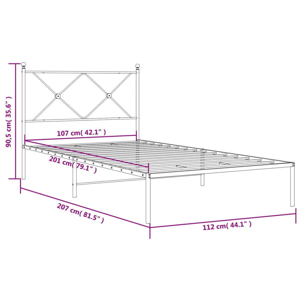 8721012373822_g_en_hd_6 vidaXL Metal Bed Frame without Mattress with Headboard Black 107x203 cm King Single - Image 8