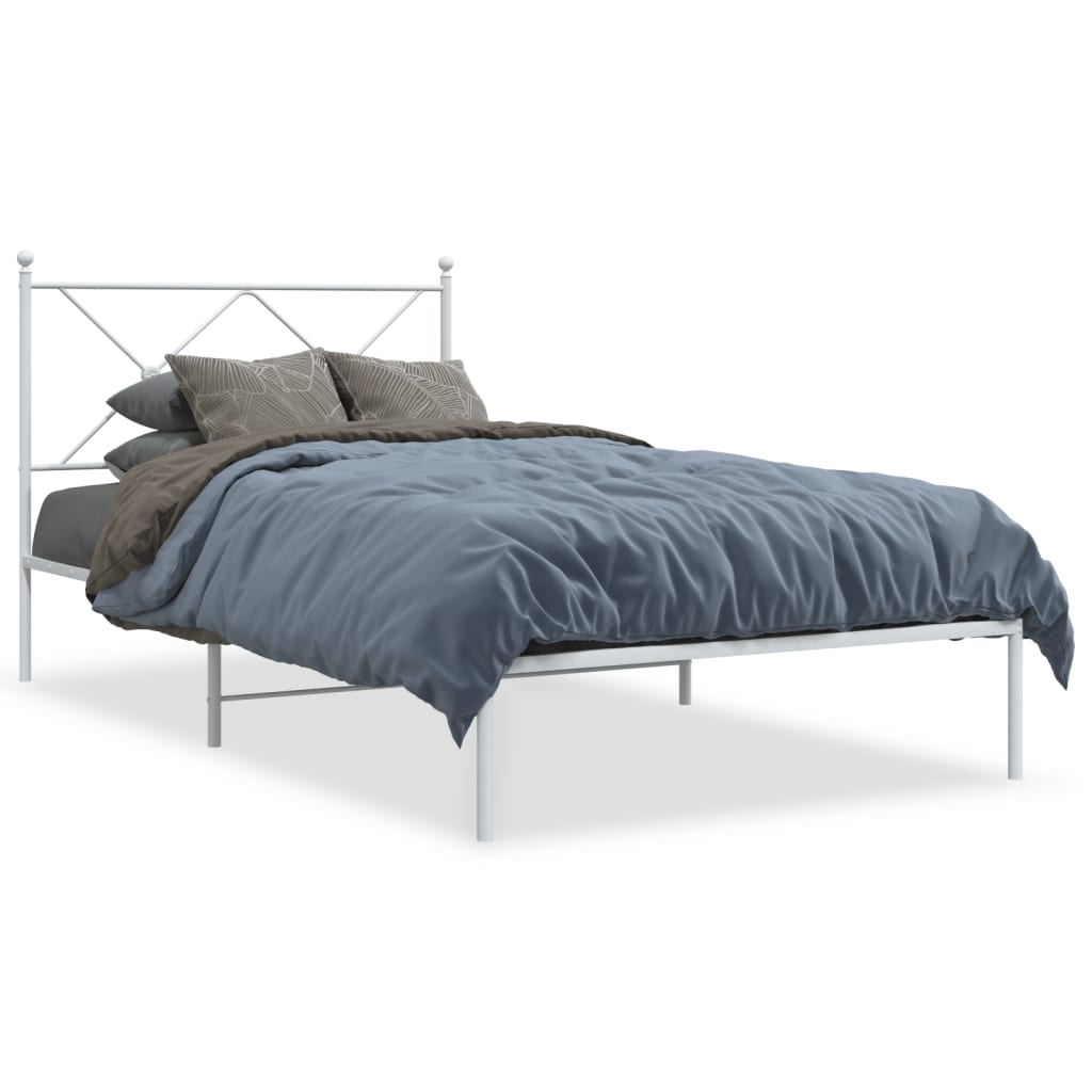8721012374317_a_en_hd_1 vidaXL Metal Bed Frame without Mattress with Headboard White 107x203 cm King Single - Image 2