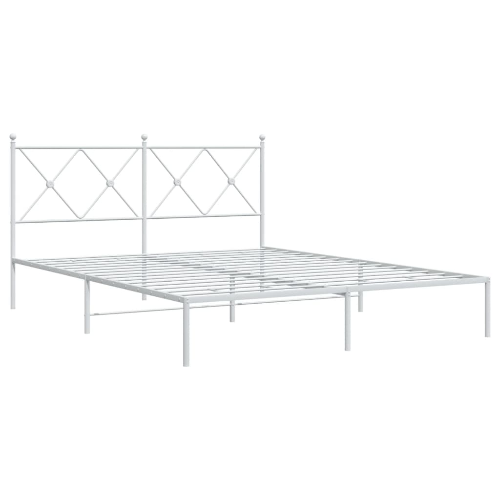 8721012374379_g_en_hd_1 vidaXL Metal Bed Frame without Mattress with Headboard White 150x200 cm - Image 3