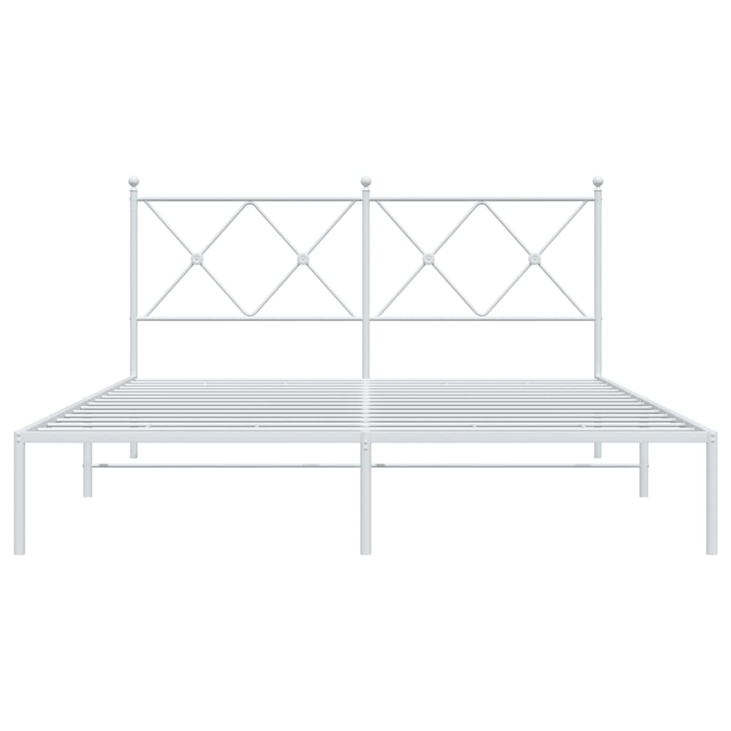 8721012374379_g_en_hd_2 vidaXL Metal Bed Frame without Mattress with Headboard White 150x200 cm - Image 4