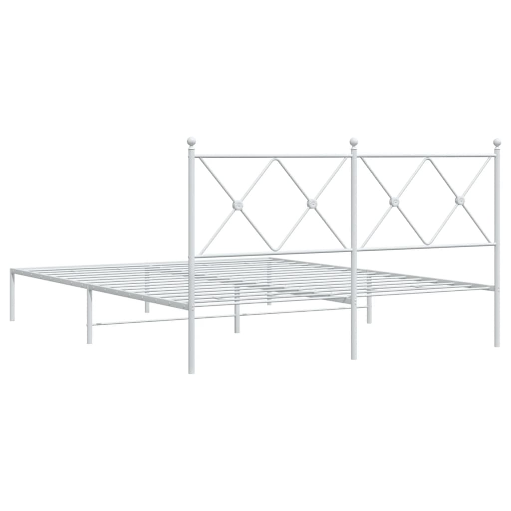 8721012374379_g_en_hd_4 vidaXL Metal Bed Frame without Mattress with Headboard White 150x200 cm - Image 6