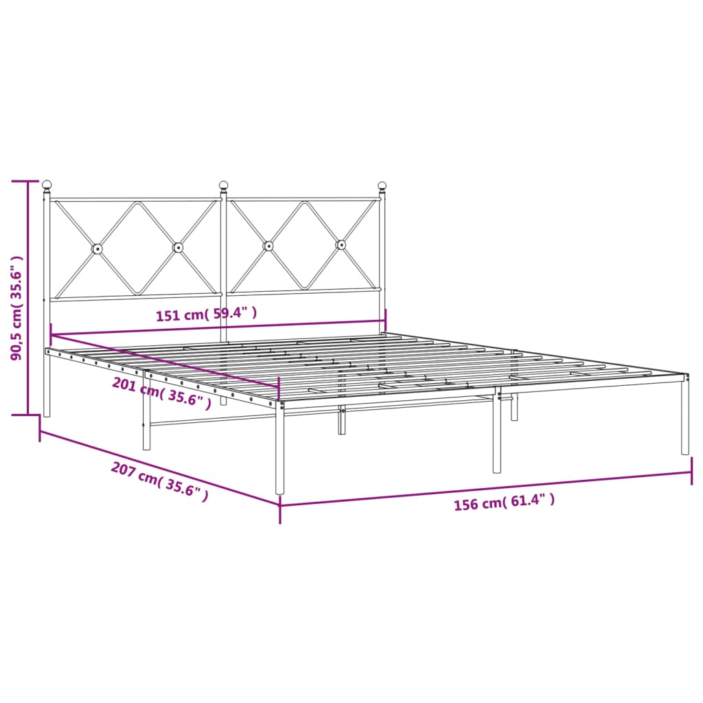 8721012374379_g_en_hd_6 vidaXL Metal Bed Frame without Mattress with Headboard White 150x200 cm - Image 8
