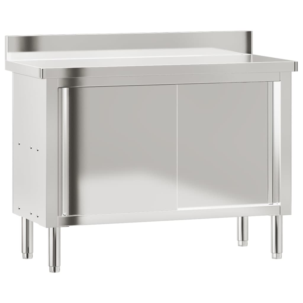 8721012375116_a_en_hd_1 vidaXL Kitchen Work Table with Sliding Doors Stainless Steel - Image 2