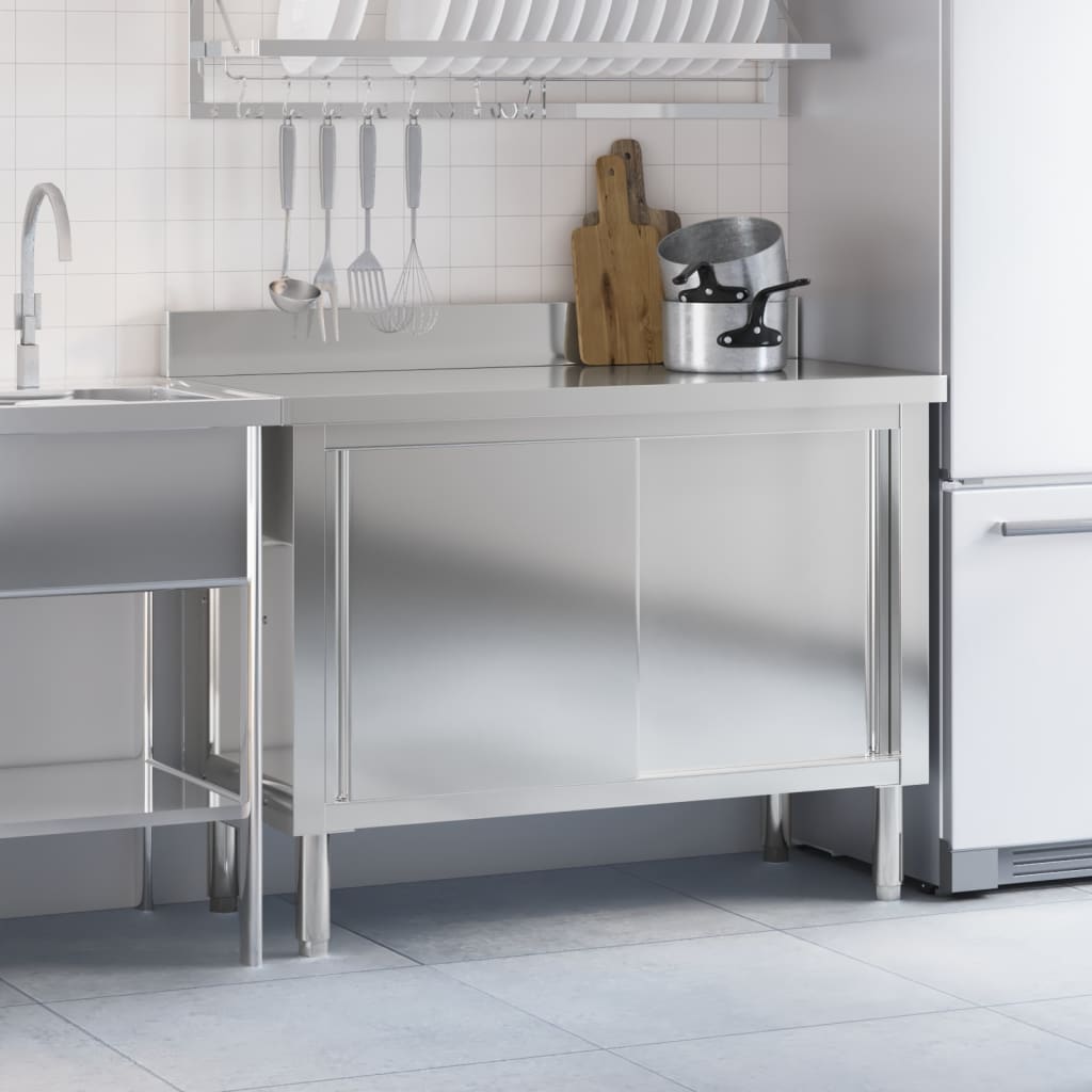 8721012375116_g_en_hd_2 vidaXL Kitchen Work Table with Sliding Doors Stainless Steel - Image 4