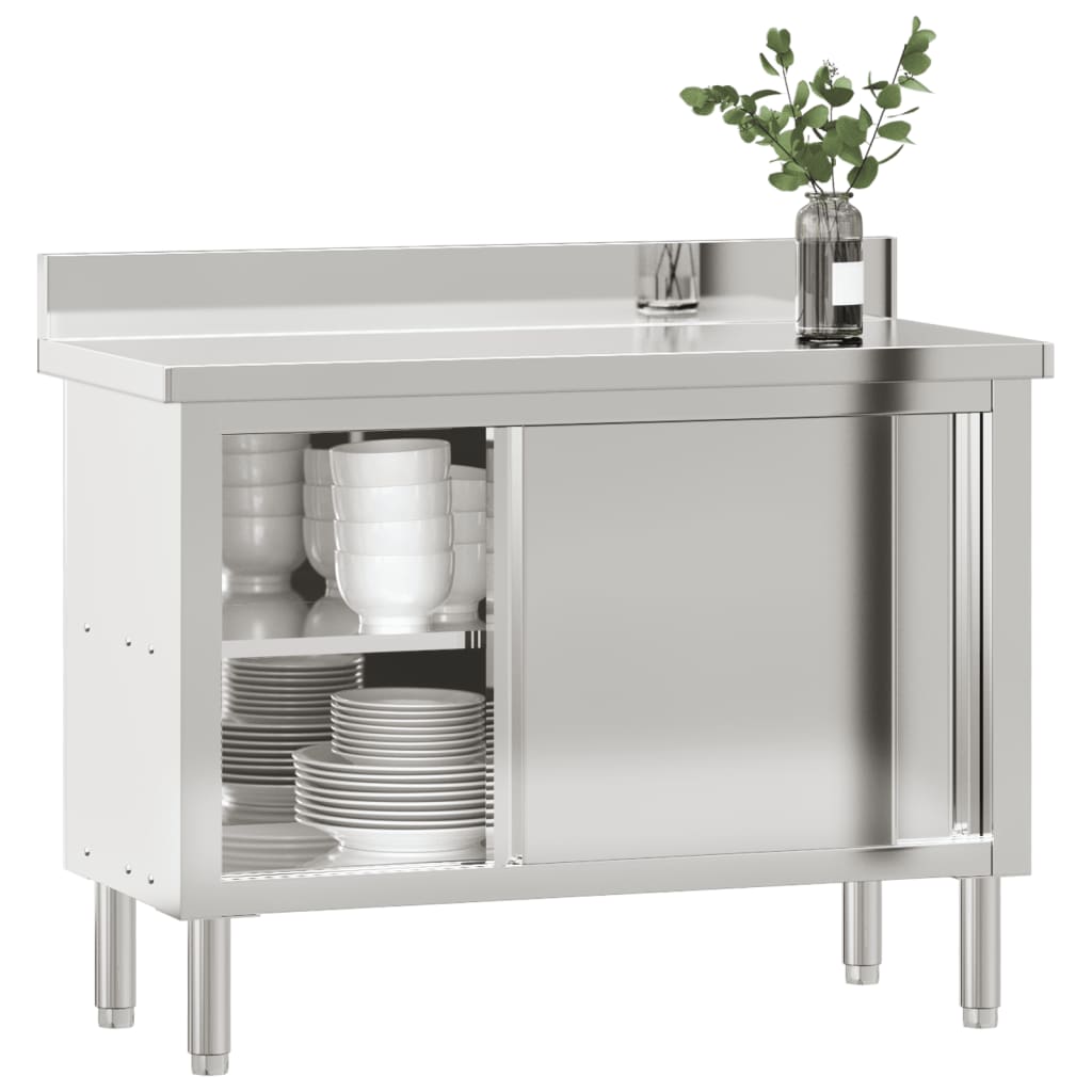 8721012375116_g_en_hd_3 vidaXL Kitchen Work Table with Sliding Doors Stainless Steel - Image 5