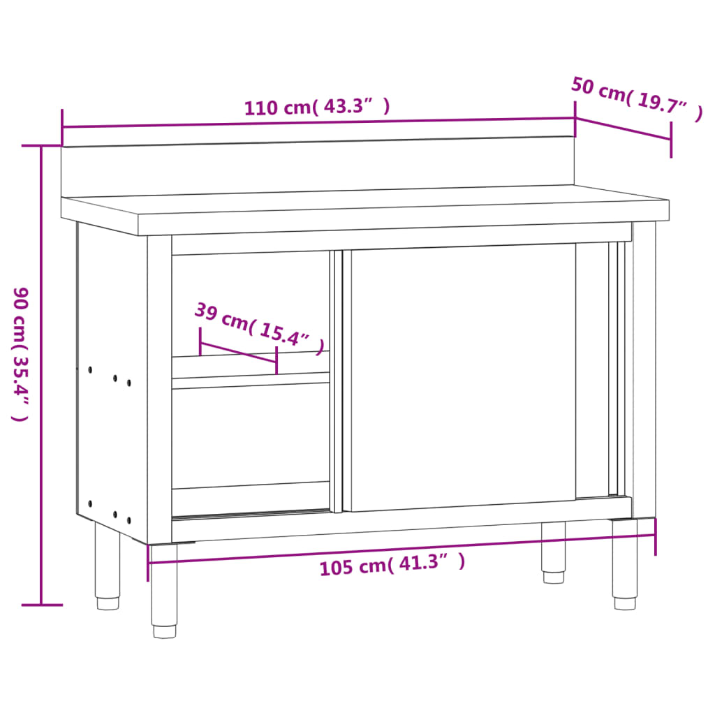 8721012375116_g_en_hd_9 vidaXL Kitchen Work Table with Sliding Doors Stainless Steel - Image 11