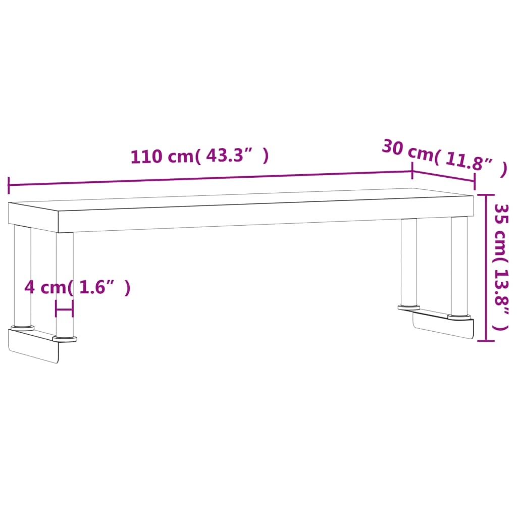 8721012375185_g_en_hd_6 vidaXL Work Table Overshelf 110x30x35 cm Stainless Steel - Image 8