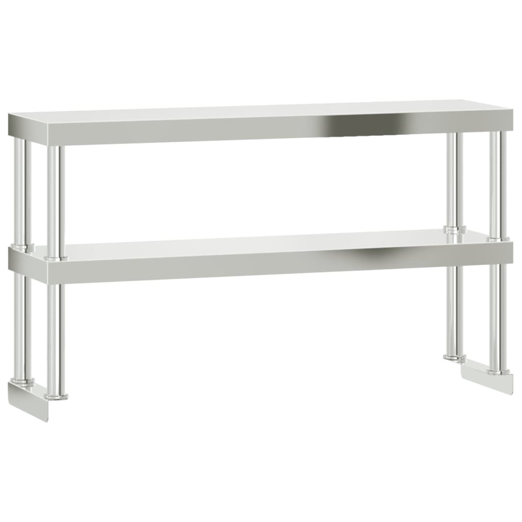 8721012375192_a_en_hd_1 vidaXL Work Table Overshelf 2-Tier 110x30x65 cm Stainless Steel - Image 2