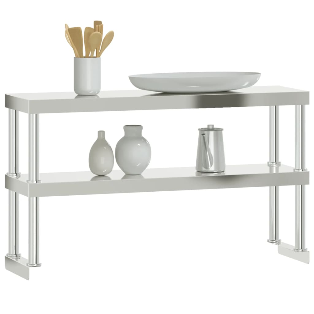 8721012375192_g_en_hd_2 vidaXL Work Table Overshelf 2-Tier 110x30x65 cm Stainless Steel - Image 4
