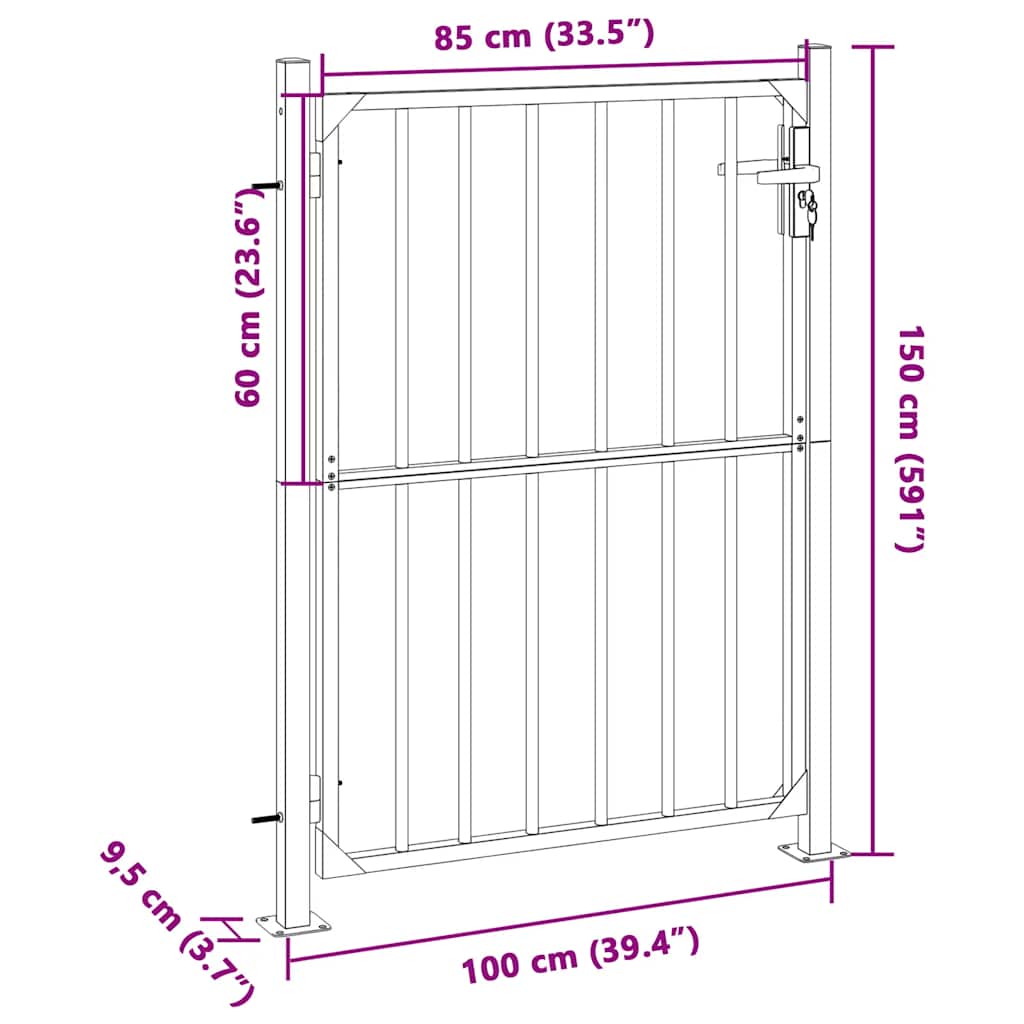 8721012375413_g_en_hd_6 vidaXL Garden Gate 100x145  cm Stainless Steel - Image 8