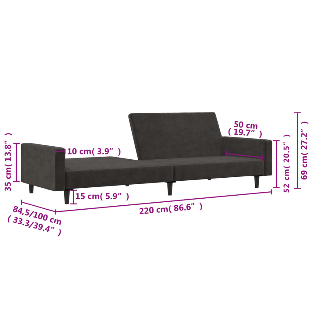 8721012378919_g_en_hd_9 vidaXL 2-Seater Sofa Bed Dark Grey Velvet - Image 11