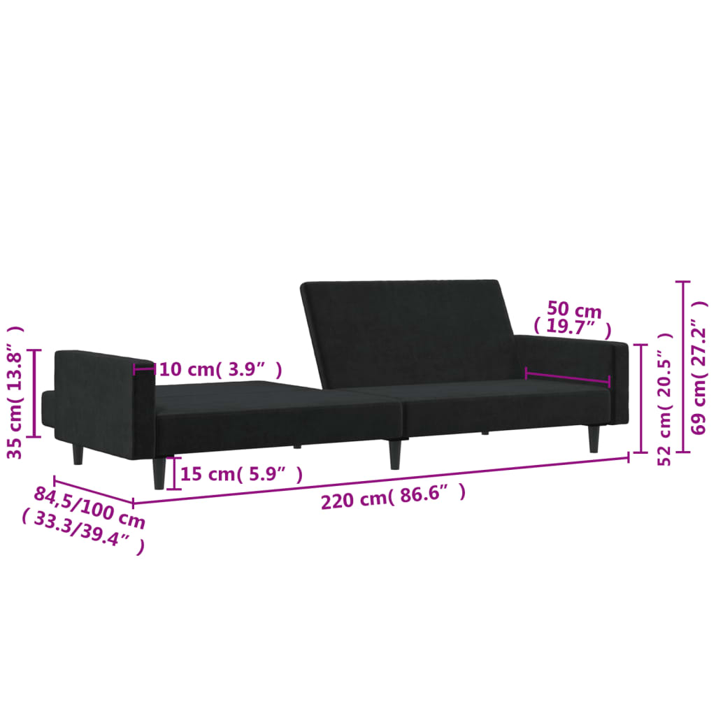8721012378933_g_en_hd_9 vidaXL 2-Seater Sofa Bed Black Velvet - Image 11