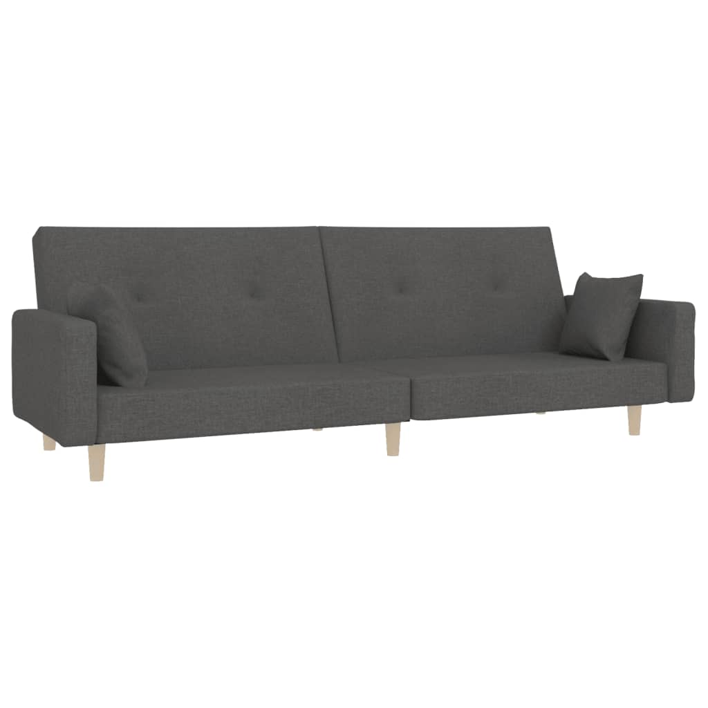 8721012378957_a_en_hd_1 vidaXL 2-Seater Sofa Bed with Two Pillows Dark Grey Fabric - Image 2