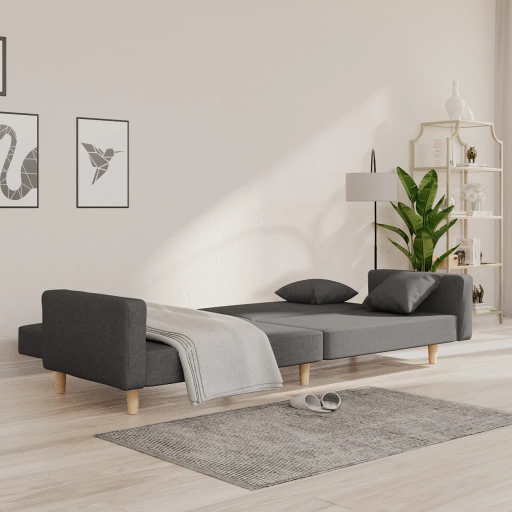 8721012378957_g_en_hd_1 vidaXL 2-Seater Sofa Bed with Two Pillows Dark Grey Fabric - Image 3