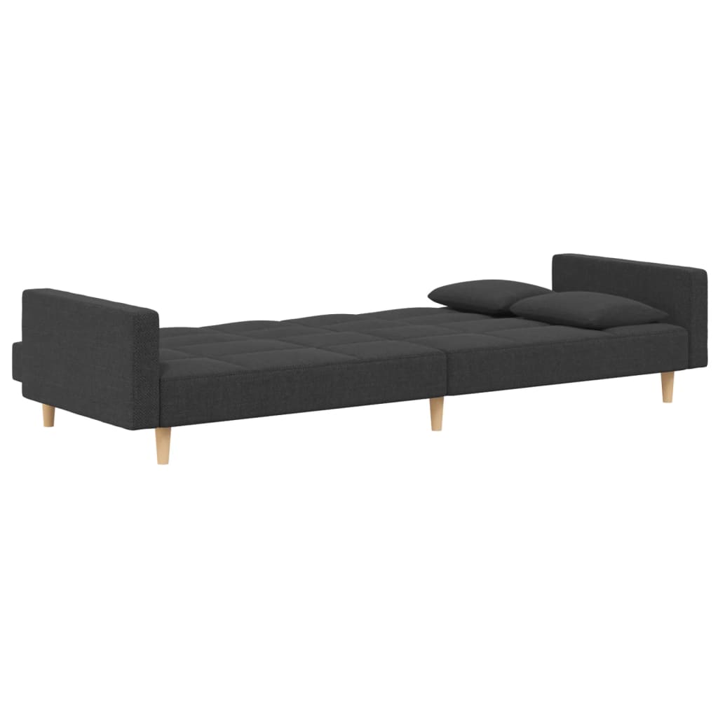 8721012379534_g_en_hd_4 vidaXL 2-Seater Sofa Bed with Two Pillows Dark Grey Fabric - Image 6