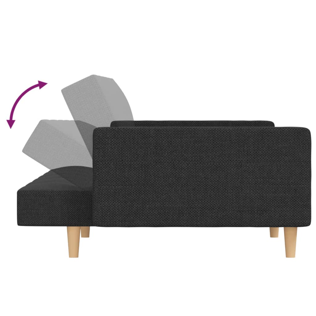 8721012379534_g_en_hd_6 vidaXL 2-Seater Sofa Bed with Two Pillows Dark Grey Fabric - Image 8