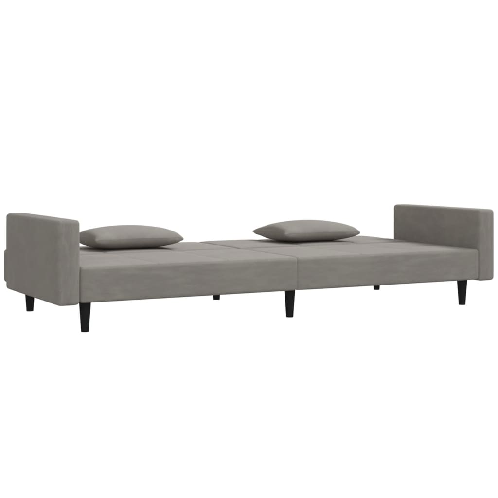 8721012379695_g_en_hd_2 vidaXL 2-Seater Sofa Bed with Two Pillows Light Grey Velvet - Image 4
