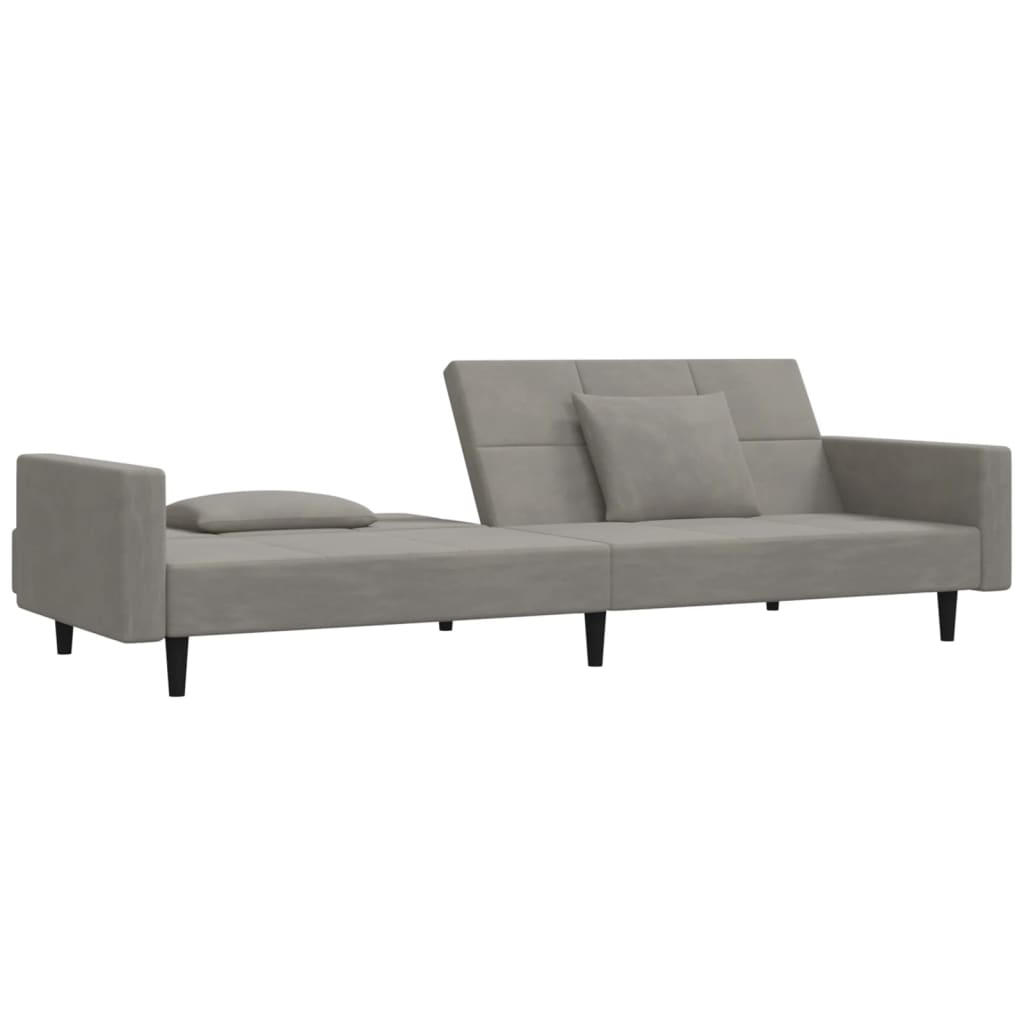 8721012379695_g_en_hd_3 vidaXL 2-Seater Sofa Bed with Two Pillows Light Grey Velvet - Image 5