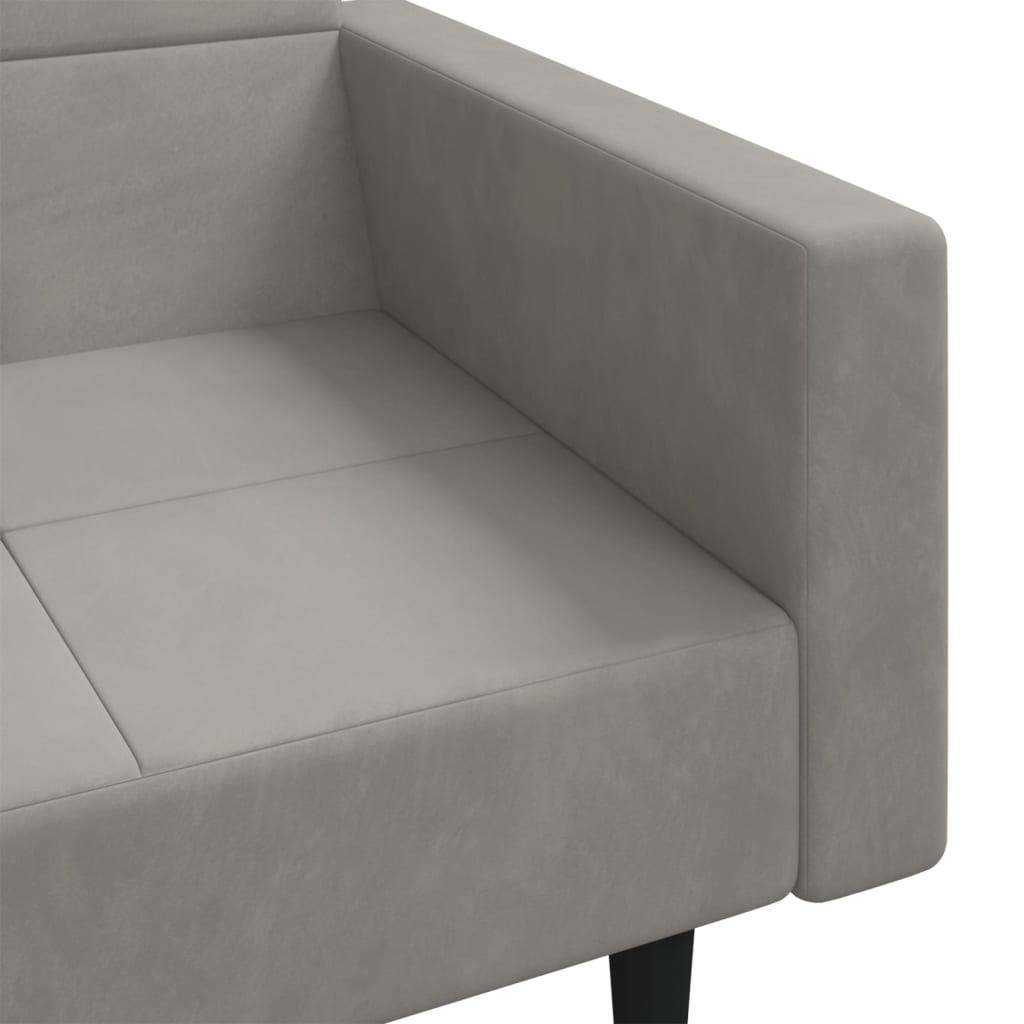 8721012379695_g_en_hd_7 vidaXL 2-Seater Sofa Bed with Two Pillows Light Grey Velvet - Image 9