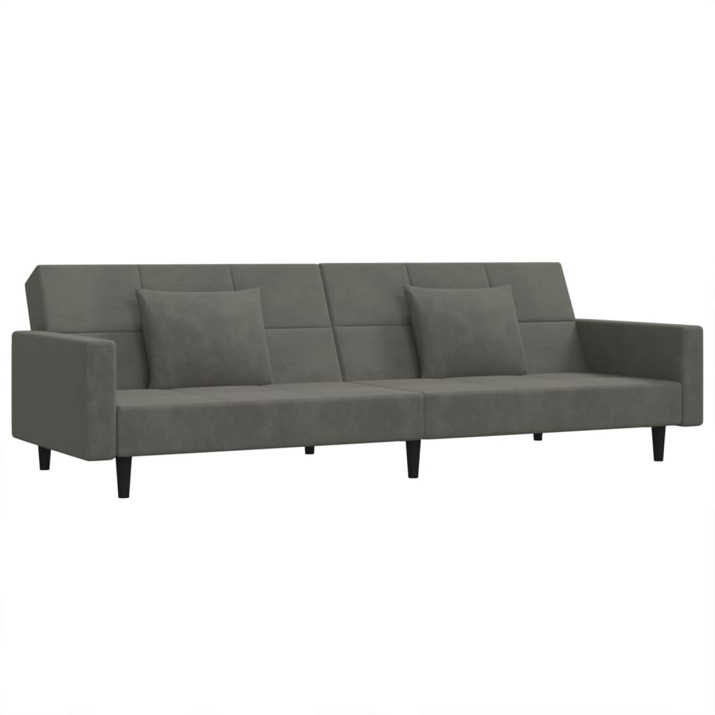8721012379701_a_en_hd_1 vidaXL 2-Seater Sofa Bed with Two Pillows Dark Grey Velvet - Image 2