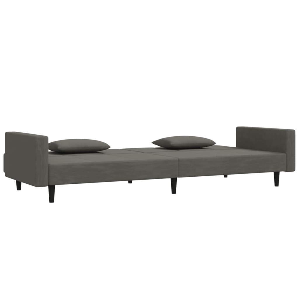 8721012379701_g_en_hd_2 vidaXL 2-Seater Sofa Bed with Two Pillows Dark Grey Velvet - Image 4