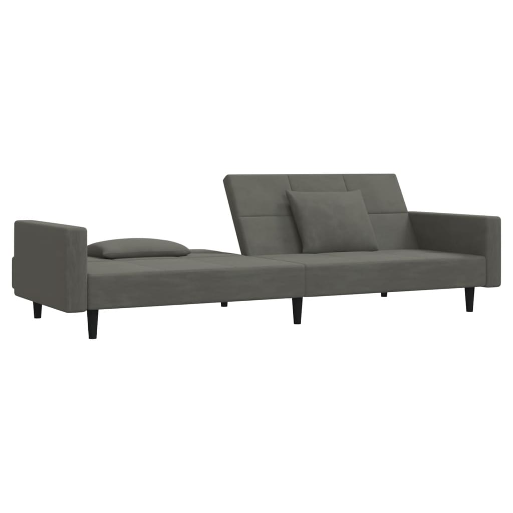 8721012379701_g_en_hd_3 vidaXL 2-Seater Sofa Bed with Two Pillows Dark Grey Velvet - Image 5