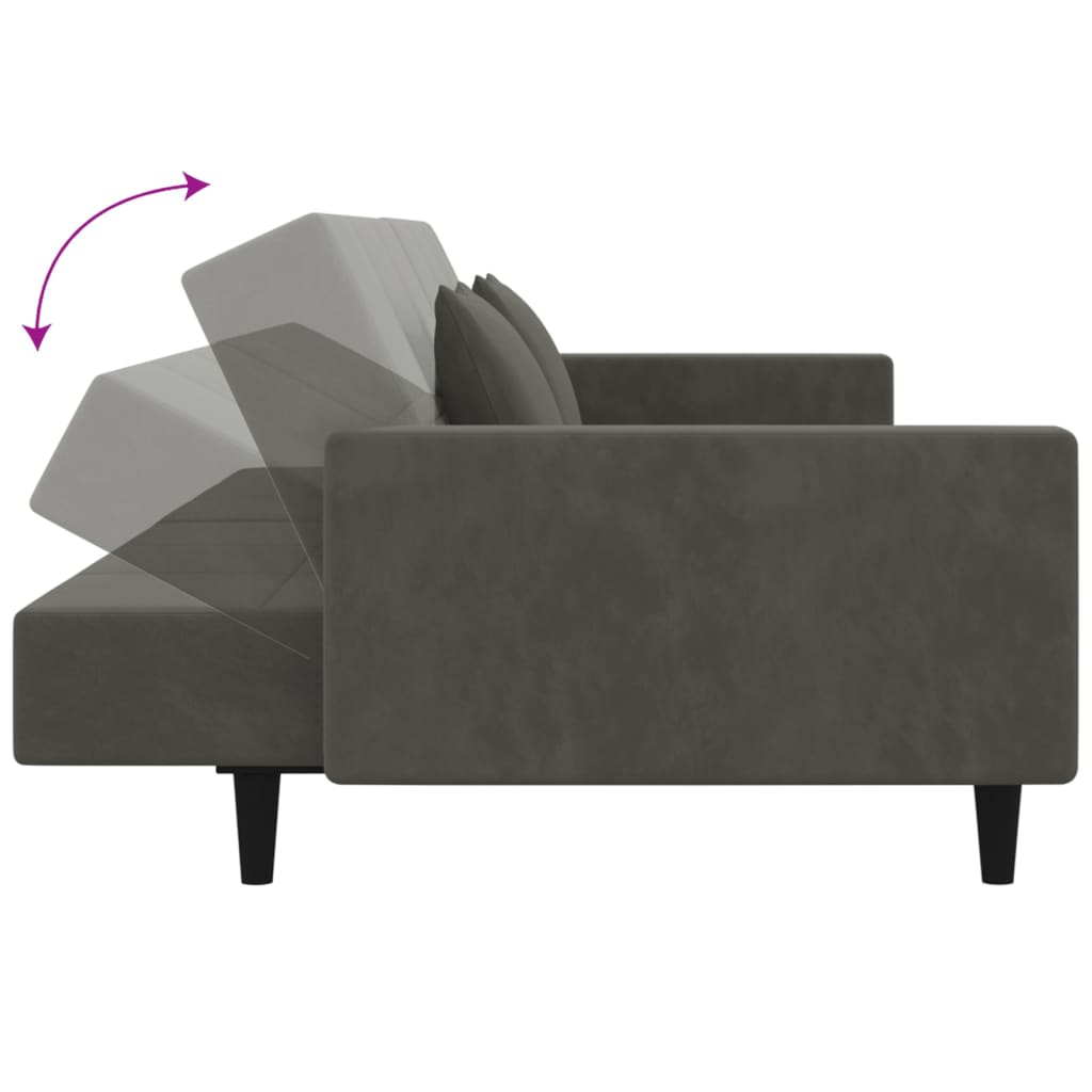 8721012379701_g_en_hd_5 vidaXL 2-Seater Sofa Bed with Two Pillows Dark Grey Velvet - Image 7