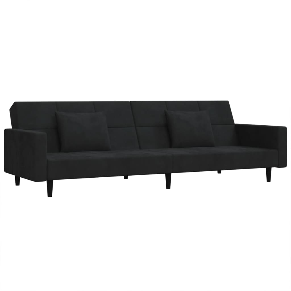 8721012379749_a_en_hd_1 vidaXL 2-Seater Sofa Bed with Two Pillows Black Velvet - Image 2